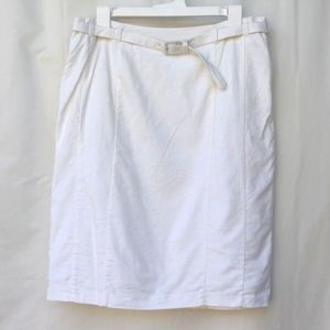 New York and Co. White Linen Blend Midi Skirt 10